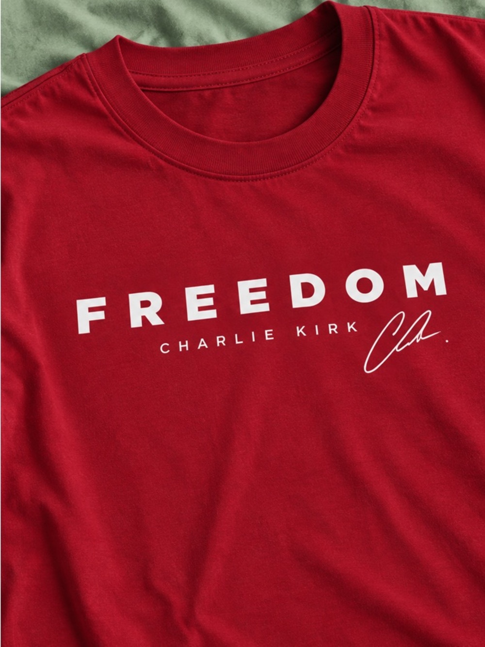Freedom Charlie Kirk Memorial Shirt With Signature Red Crewneck - Picture 4 of 4
